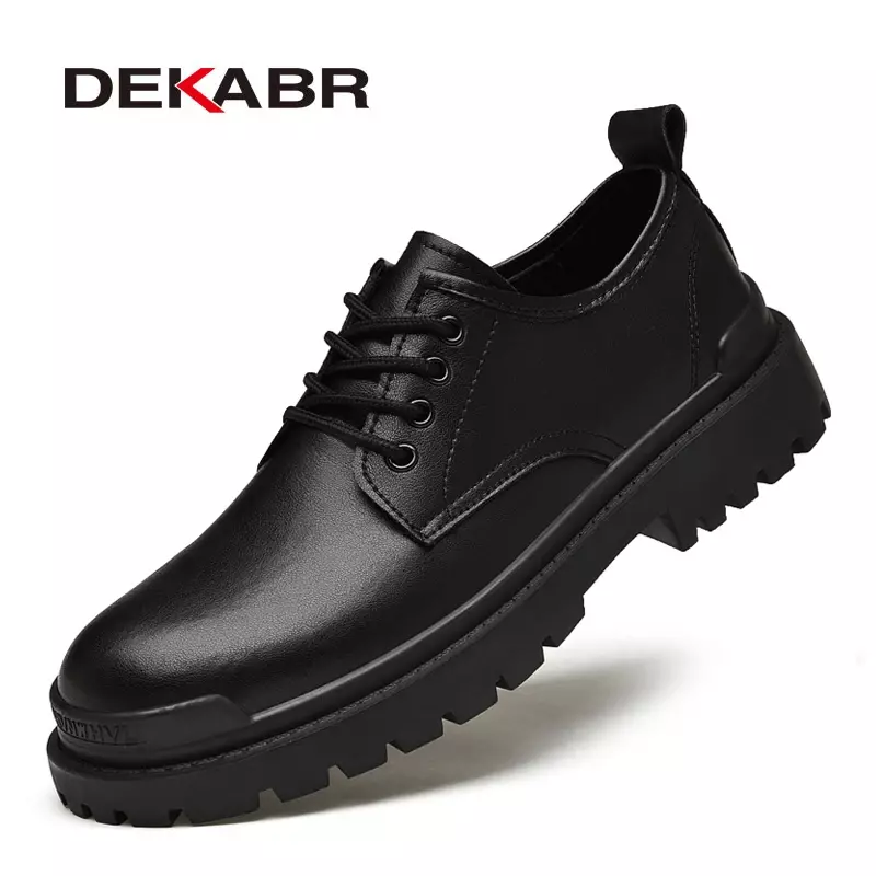 DEKABR-Chaussures décontractées en cuir véritable pour hommes, chaussures à lacets pour le bureau d'affaires, la marche, la tendance britannique, taille 38 ~ 46