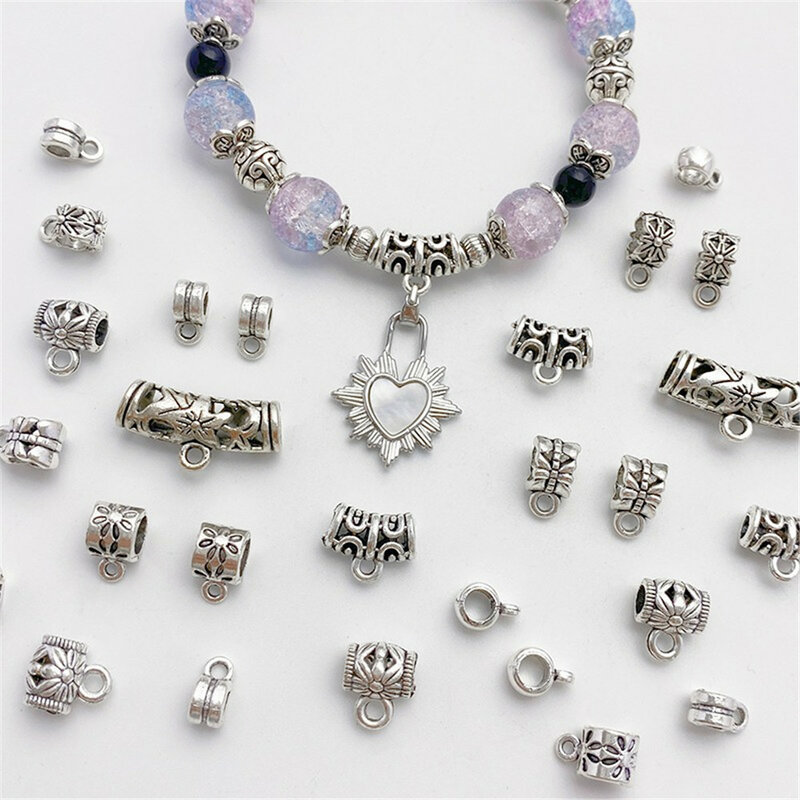 Vintage Silver Alloy Tee Connection Bead Barrel Beads Loose Beads DIY Bracelet Necklace Bracelet Jewelry Material Accessories