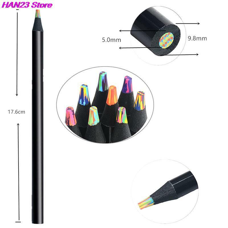 1PC Concentric Rainbow Pencil Painting Crayones Kawaii Colour Pencil Set For Kids Drawing Crayons School 8/12Colors Pencils