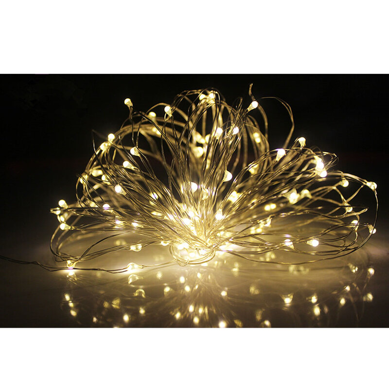Cuerdas de alambre de cobre para decoración de Navidad, cadena de luces Led de hadas, funciona con pilas 3XAA, 2M, 5M, 10M, 100