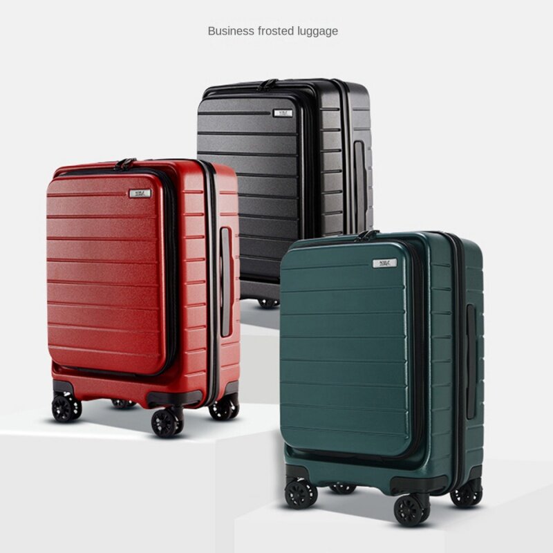 New Mute Universal Wheel Draw-Bar Luggage Front Fastening Can Put Computer Boarding Bag Front Open Cover Pure PC Business
