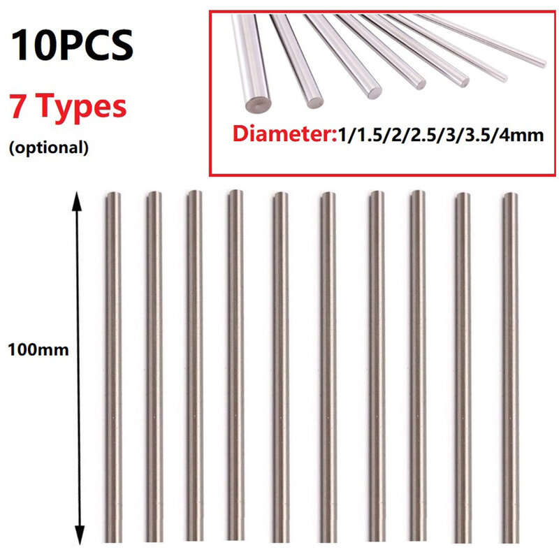 10Pcs/Pack Steel Bars Straight Shank Metric 100mm Long Carbide Tungsten Steel Rod 1/1.5/2/2.5/3/3.5/4mm Lathe Tools For Cutting