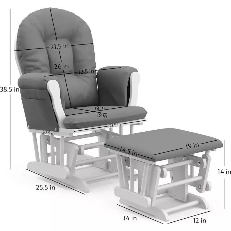 صالة كرسي للاسترخاء مع حقيبة تخزين ، صالة كرسي فاخرة ، رياضة متأرجحة سلسة ، طائرة شراعية ومسند للقدمين