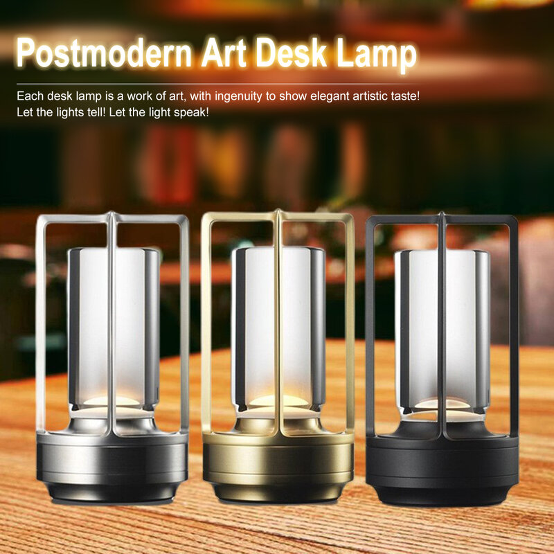 Lámpara de mesa LED inalámbrica de estilo multifuncional, lámparas de escritorio de Metal, luz de ambiente para acampar al aire libre, luces nocturnas creativas para restaurante