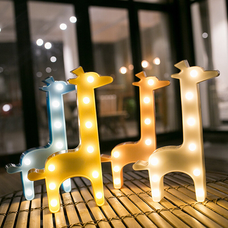 3D LED Table Night Light, Marquee animal, Girafa, Borboleta, Natal, Coqueiro, Decoração para casa, Lâmpada de mesa, Grande, 30cm
