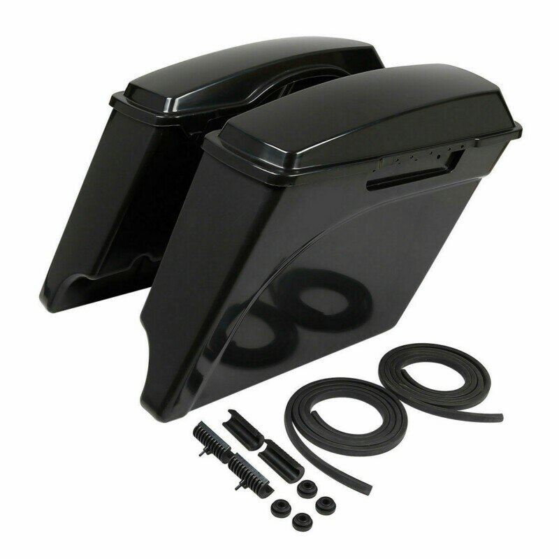 Motorcycle 5" Extended Hard Saddlebags Saddle Bags with Lids For Harley Touring Road King Glide Electra Street Road Glide 93-13