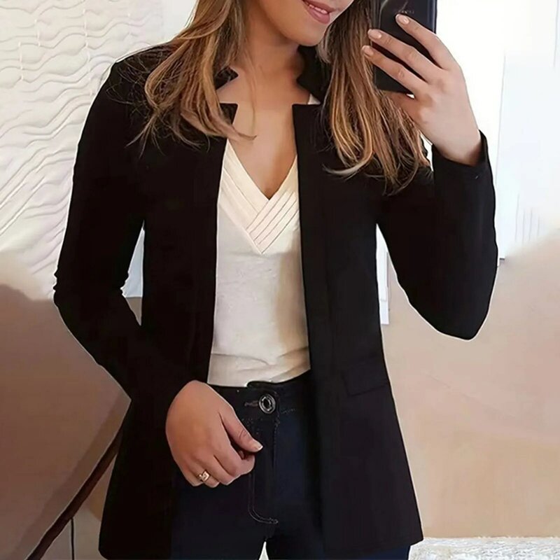 Women's Fashion Small Suit Casual Career Pocket Cardigan Coat Casual Jacket And Pants Set for Women