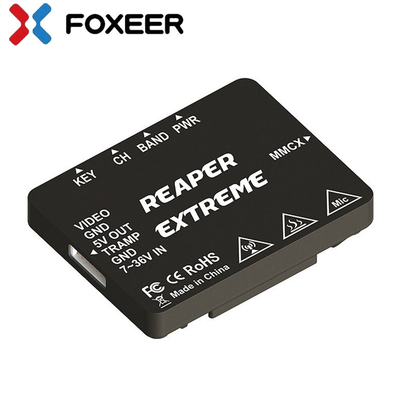 Foxeer-Anti-Interferência Ajustável, VTX com Mic, Concha de Dissipação de Calor CNC, Drone de Longo Alcance, Extreme 5.8G, 1.8W, 72CH