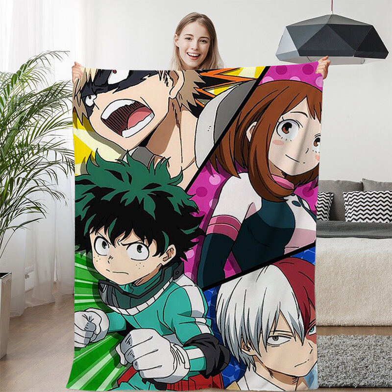 My Heroe A-Academia Anime Microfiber Warm Bed, Smile Camping Nap, Fluffy Soft Blankets for Winter, King Size, Sofa Bedding