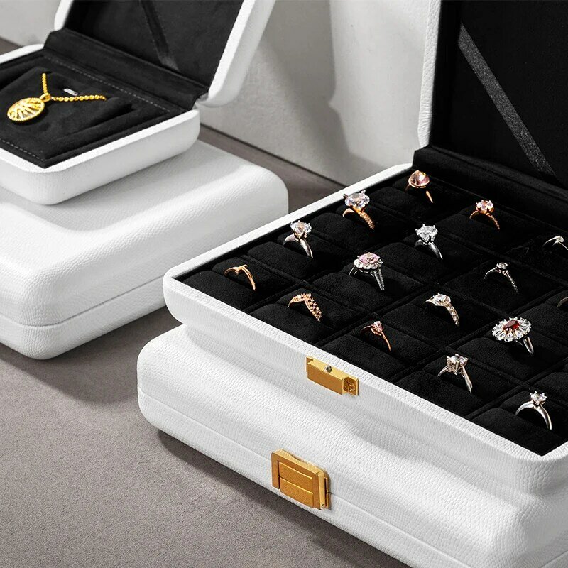 Oirlv scatola portagioie bianca scatola portagioie in pelle per gioielli anello portaoggetti collana orecchino scatola portagioie bianca
