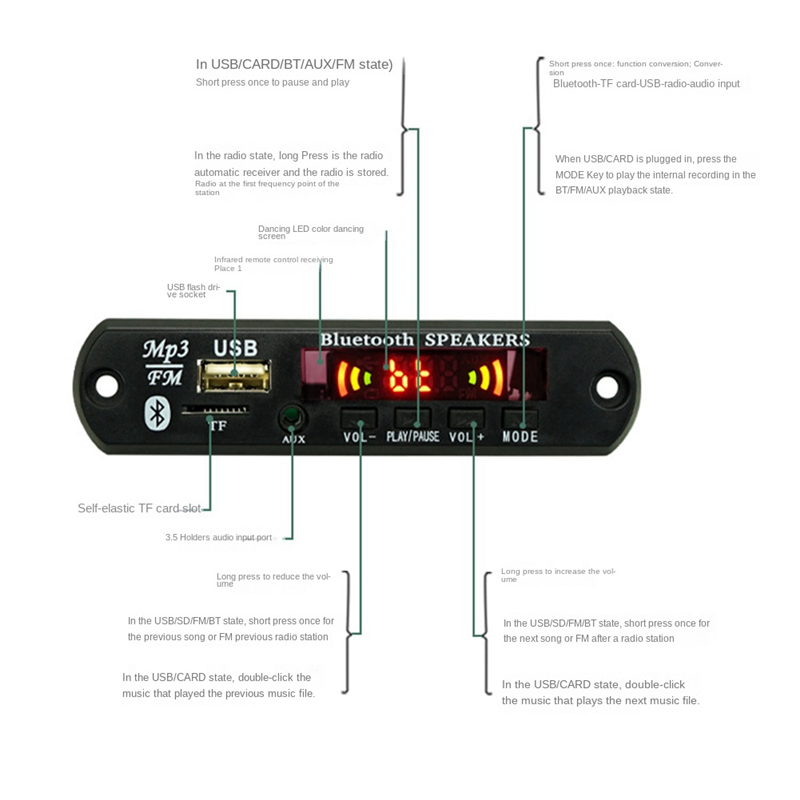 USB MP3 Module Bluetooth 12V MP3 WMA Decoder Board Audio Module FM AUX USB TF Radio for Car Remote Music Speaker
