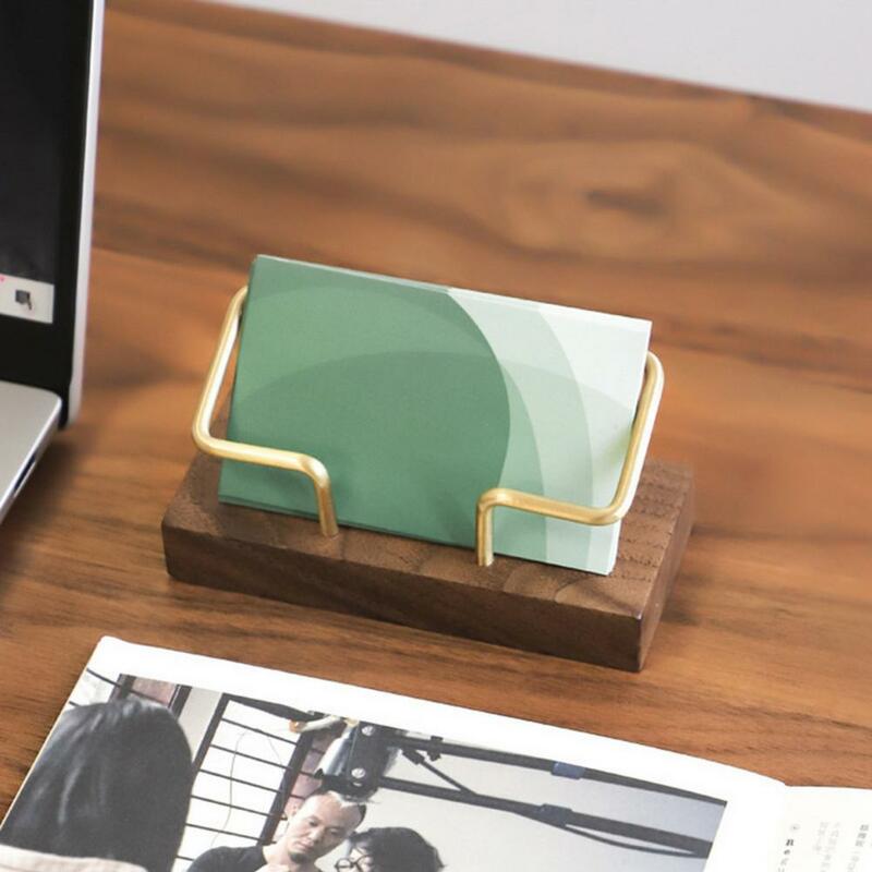 名刺ホルダー変形防止装飾オフィス木製デスクトップカードディスプレイラックテーブルメモ帳クリップ飾り