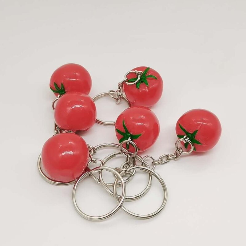 Simulation Tomato Pendant Keychain Creative Fruit Bag Ornament Key Rings Holder