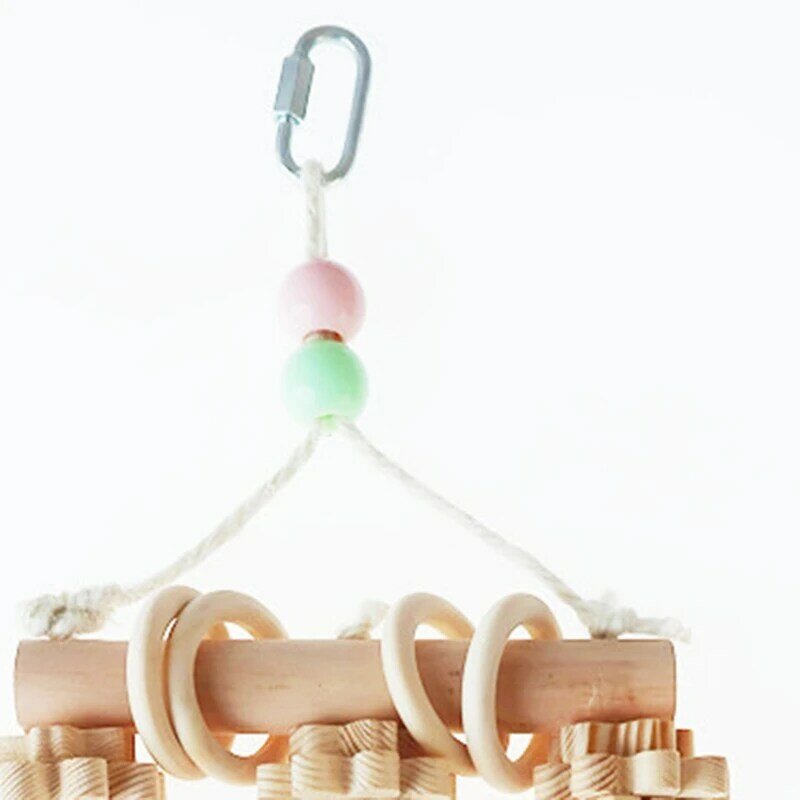 Uccello pappagallo giocattolo in legno naturale morso da masticare giocattolo appeso a prova di gabbia per uccelli gabbia giocattolo altalena arrampicata giocattoli da masticare accessori