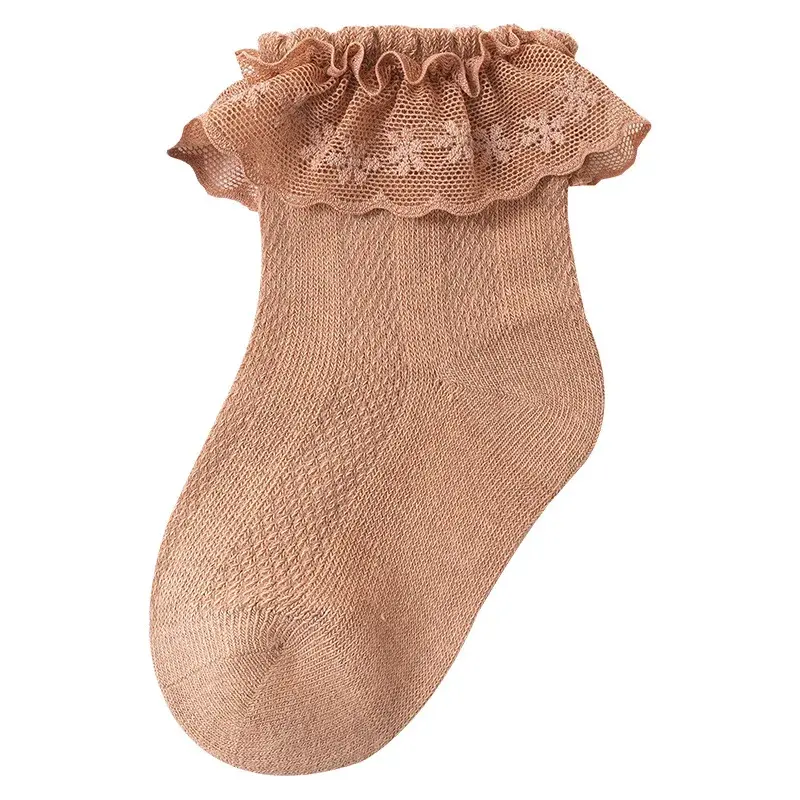 女の赤ちゃんのための夏の靴下,綿,薄い,通気性のあるメッシュ,無地,韓国語,1ペア