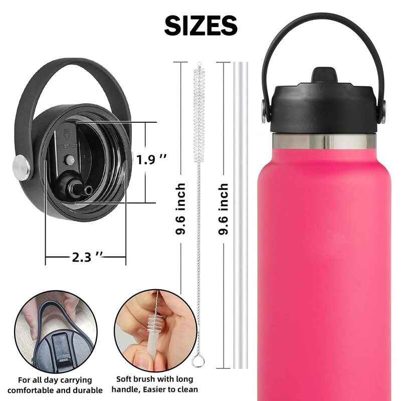 Lids with Straw for Hydroflask Wide Mouth 20 32 40 oz, Flex Straw Lid Fit for Hydro Flask Sports Water Bottles