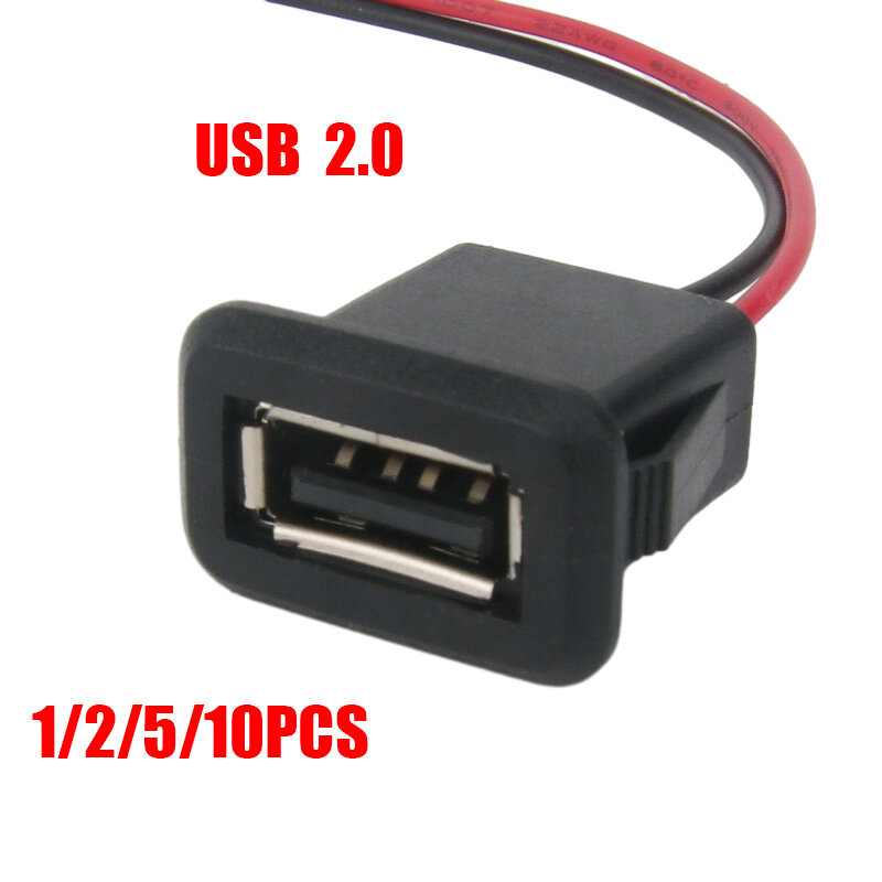 Conector de puerto de carga USB 2,0, 1-10 piezas, 2 pines, 4 pines, hembra, 2 P, 4 P, interfaz de datos con Cable, cargador