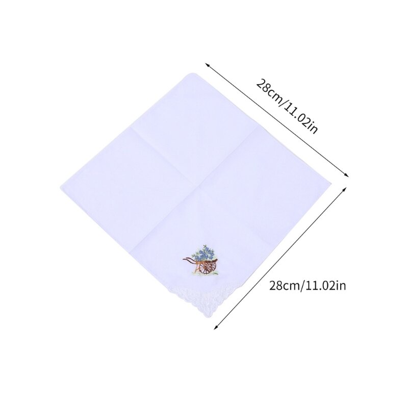 Многофункциональный простой носовой платок с цветочной вышивкой, белый платок-полотенце для женщин T8NB