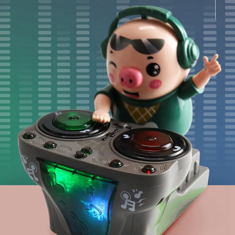 DJ Rock Pig Electric Doll Toys, música ligera, divertida muñeca electrónica para fiesta, cerdo Waddles, bailes, juguetes musicales