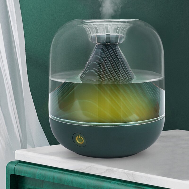 Air Humidifier Double Spray Nozzle Diffuser Output Nebulizing Night Light For Home Green