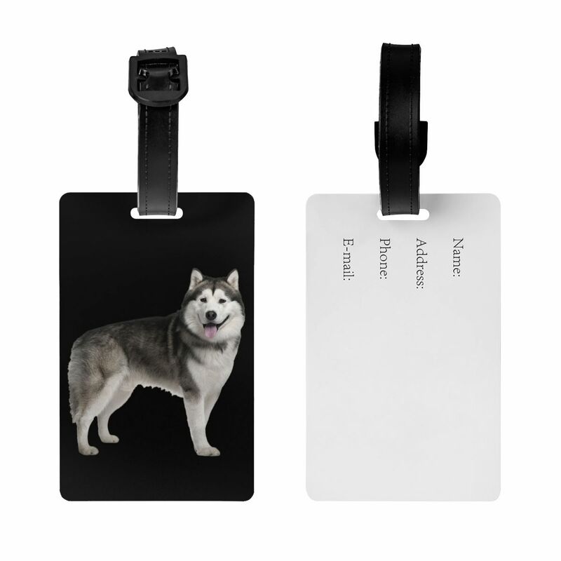 Etiqueta de bagagem personalizada de Husky, Alasca, Malamute, Mala do cão, Capa de Privacidade, Etiqueta ID