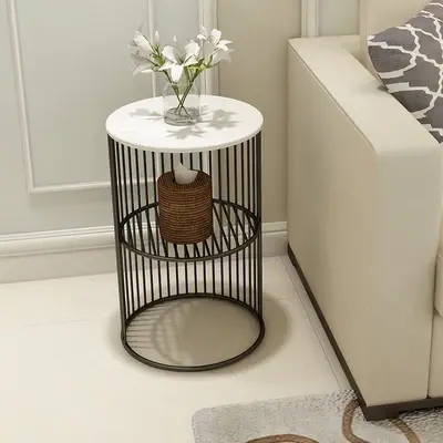High Quality Nordic Small Marble Coffee Table Side Corner Living Room Round Tea Tables Simple Modern Bedside Furniture