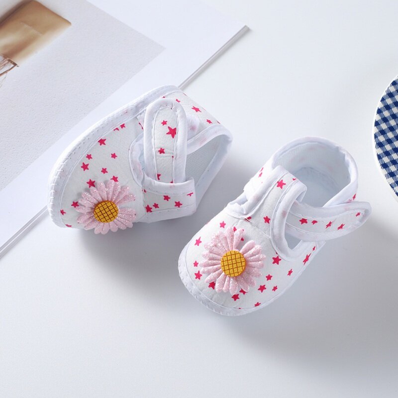 Baby Girl Shoes Cute Floral Bow First Walkers Soft Sole Crib Newborn Toddler Shoe Infant Baby Girls Sweet Princess Walking Shoes
