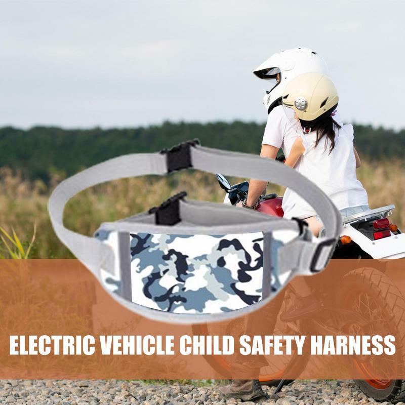 Arnés reflectante de motocicleta para niños, cinturón de seguridad transpirable, batería de coche, correas para niños