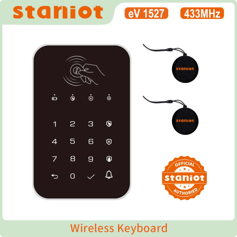 ワイヤレスタッチキーボード,433mhz,2個,RFIDカード,アーム,パスワード付きキーパッド,ホームセキュリティ用,スマートシステム用