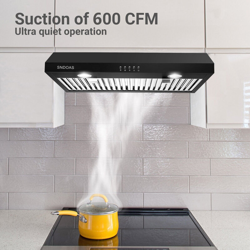 Tieasy 600cfm 30 Zoll Küche unter Schrank schwarz Koch ventilator mit LED-Licht Dunstabzugshaube us0475