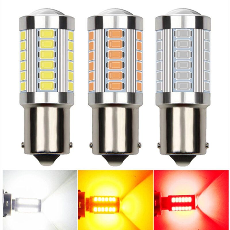 Bombillas LED de freno para coche, luz de señal de giro, 12V, 33SMD, 1156 K, blanco, 1 piezas, PY21W, P21/5W, 1157, Ba15s, 7000, Bay15d