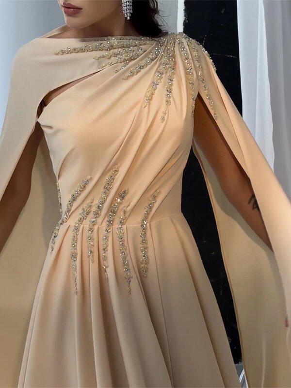 Yipeisha-vestido de fiesta de gasa para mujer, traje de noche árabe con cuentas, 2024