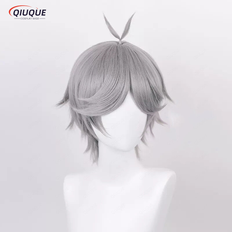 Anime Sugawara kosplay Wig perak abu-abu pendek tahan panas rambut sintetis permainan peran Halloween Wig + topi Wig