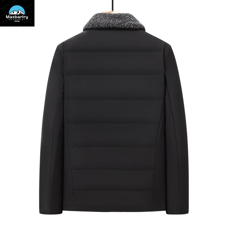 Męska kurtka podszyta bawełną Plus aksamitne wyściełane Multi-płaszcz z kieszeniami w jesiennych i zimowych luźnych płaszcz dla dżentelmena biznesowych.