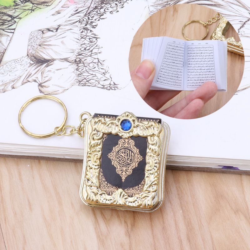 Gepersonaliseerde Mini Ark Koran Boek Echt Papier Kan Lezen Sleutelhanger Charme Arabisch Koran Sleutelhanger Hanger Decor