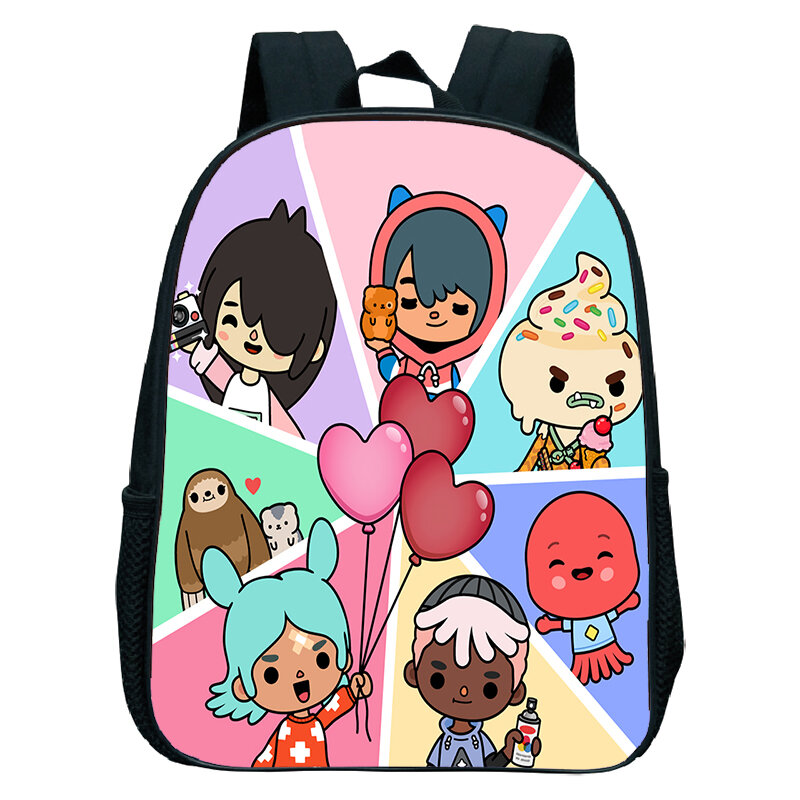 Toca Life World Print Anime Cartable pour enfants, petit sac à dos pour tout-petits, sac d'école pour garçons et filles d'âge alth, 12 po