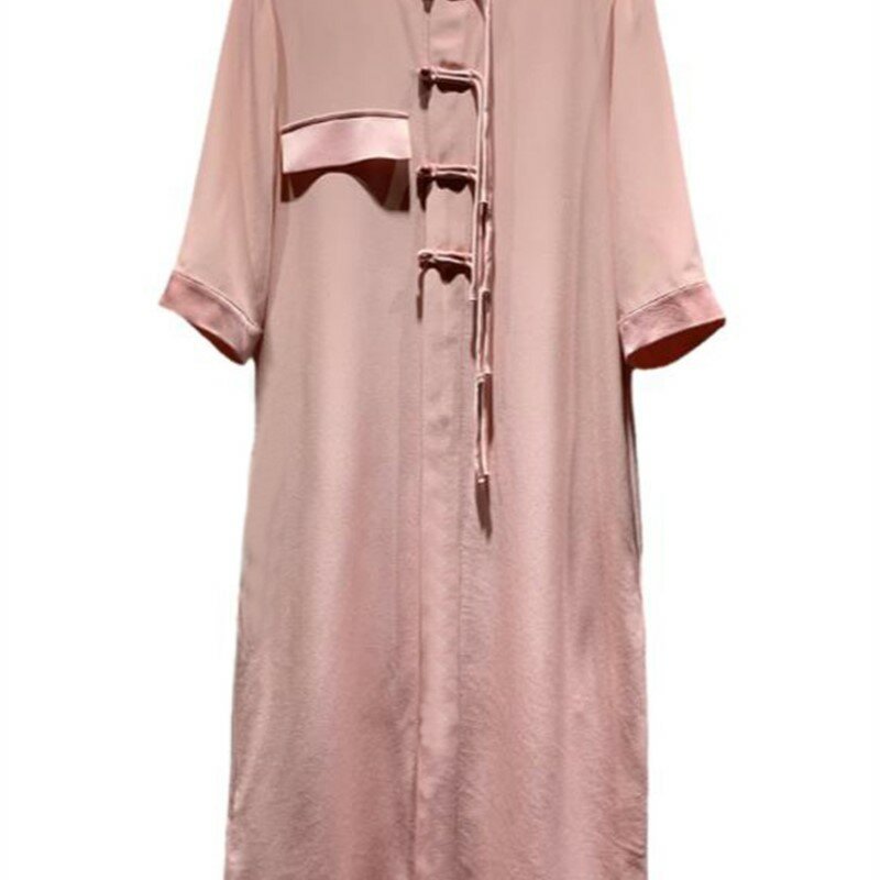 Falda de satén de acetato de seda china para mujer, vestido drapeado suelto, nuevo