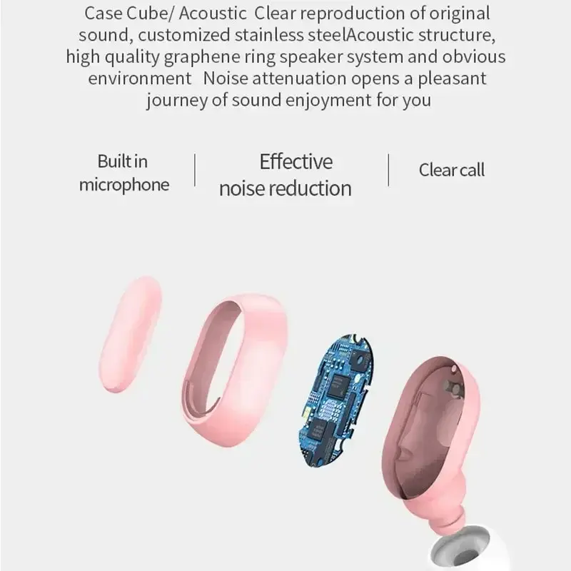 E7S headphone nirkabel TWS Bluetooth, earphone kontrol olahraga tahan air mikrofon musik bekerja pada semua ponsel pintar