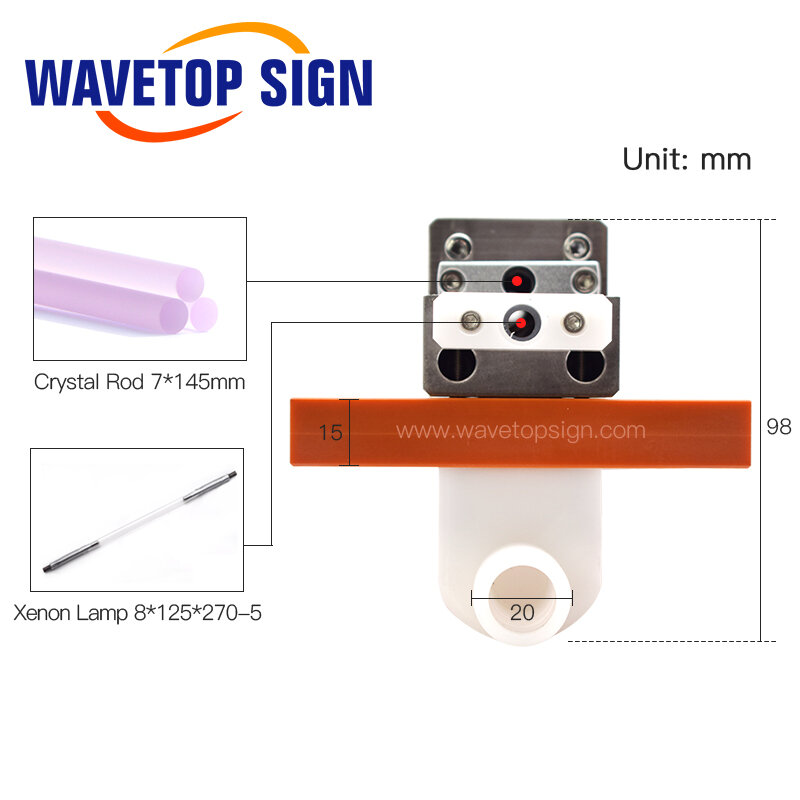 WaveTopSign Single Lamp Ceramic Cavity use Xenon Lamp 8*125*270mm Crystal Rod 7x145mm