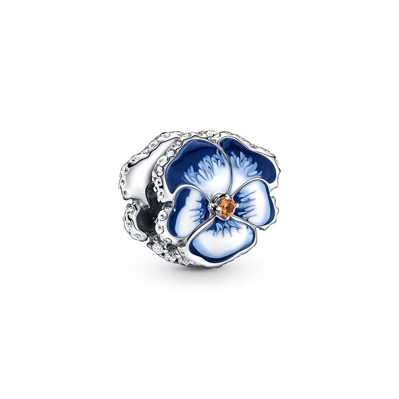 925 Amuleto de Prata Rosa em Flor para Mulheres, Fits Pandora Pulseiras de Corrente, DIY, Joalheria Fina, Oversize, Presente do Dia das Mães, Novo, 2024