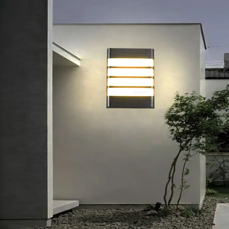 Современная искусственная наружная настенная лампа для сада, коридора, балкона, прихожей, уличное водонепроницаемое бра IP65, светильник, блеск