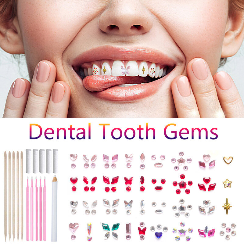 1set di cristallo dentale moda denti gemme bellezza diamante dente gioielli ornamenti dente gemme denti gioielli decorazione gemma