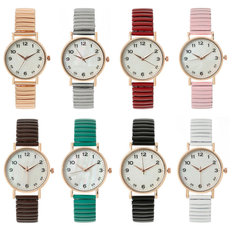 Luxe Eenvoudige Digitale White Face Dames Quartz Horloge Casual Rvs Stretch Strap Mode Vrouwen Jurk Klok Horloges Nieuw