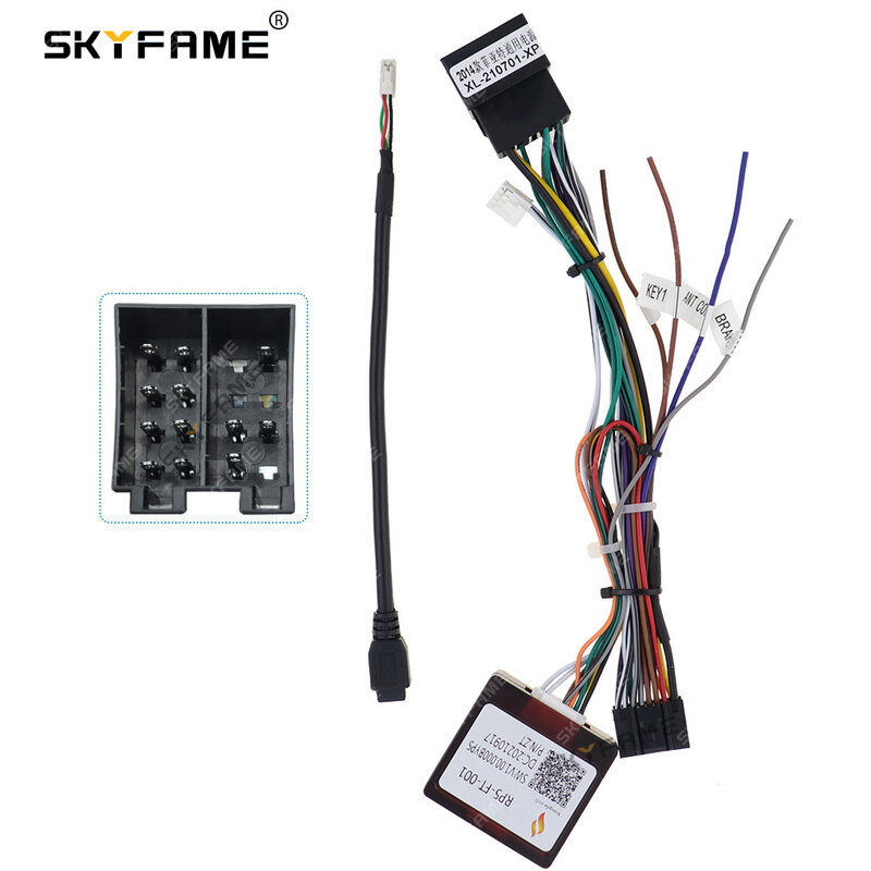 SKYFAME-arnés de cableado para coche, adaptador de caja Canbus, Cable de alimentación de 16 pines para Fiat Linea Bravo Punto Linea Fiorino Qubo Dobol RP5-FT-001