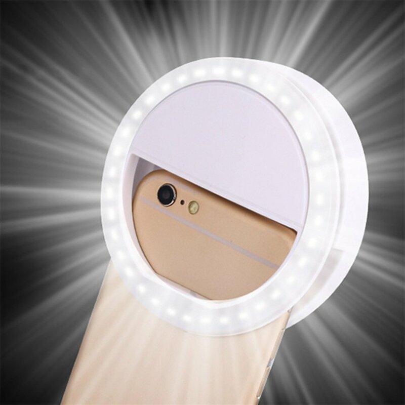 LED Selfie Ring Light Phone Lens Light Automatic Flash Mobile Phone Fill Lamp For Cell Phone Smartphone Round Selfie Flashlight