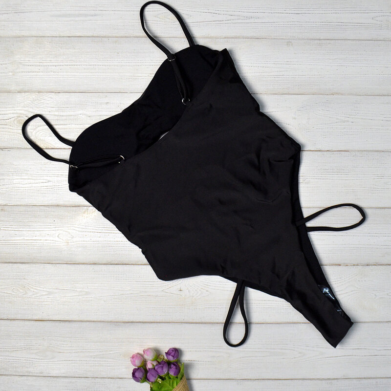 New European and American women's jumpsuit bikini swimsuit black