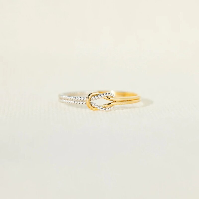 Monkton 100% S925 srebrny pierścionek z węzłem dla kobiet dziewczęcy delikatna cyrkonia pierścienie do układania na biżuteria na urodziny prezent Mather