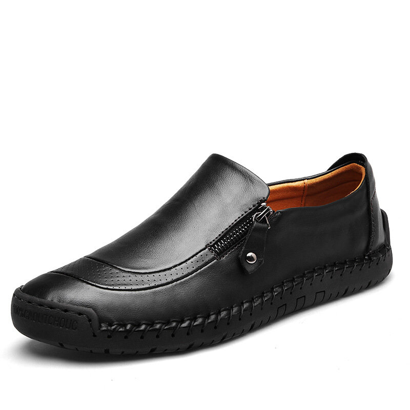 Sepatu kulit pria ukuran Plus 38-48 sepatu mengemudi pria nyaman lembut sepatu pria bermerek klasik sepatu kasual pria bersirkulasi sepatu sandal