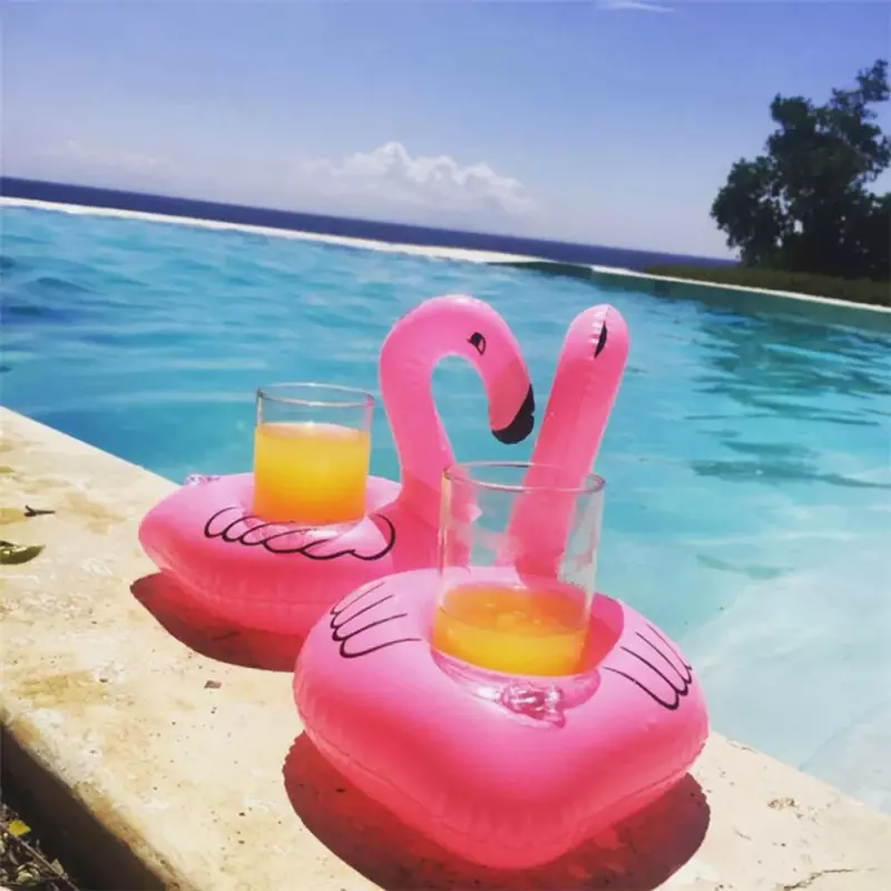 Mini suporte inflável do copo da bebida, brinquedo da natação, flutuador do flamingo, decoração do partido, coasters do bar, piscina de banho