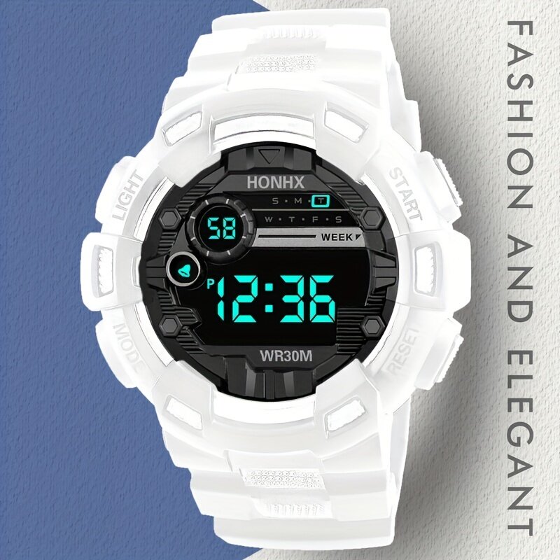 Sportowy zegarek cyfrowy dla nastolatków – łatwy do odczytania wyświetlacz, silikonowy pasek, wiele funkcji, idealny prezent